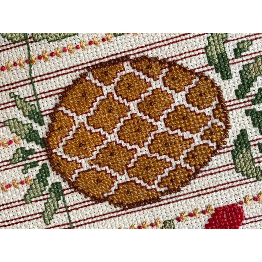Elsa Williams needle crafted beaded pineapple welcome sign framed